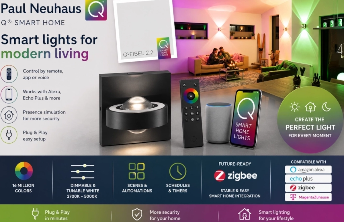 Paul Neuhaus Q® Smart Home – lămpi și becuri inteligente pentru o casă modernă