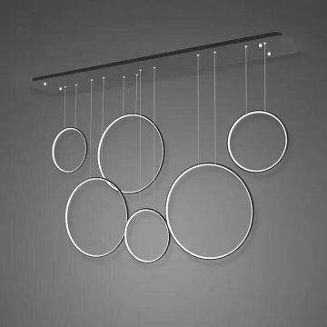 Altavola Design Ledowe okręgi LA076/P_180_in_3k_black Lampă cu pendul 6x130W/LED 3000K 7800lm IP44