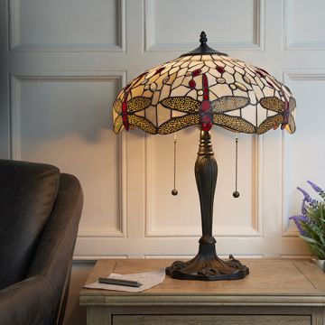 Endon DRAGONFLY BEIGE 64085 Lampă de masă 2x60W/E27 IP20