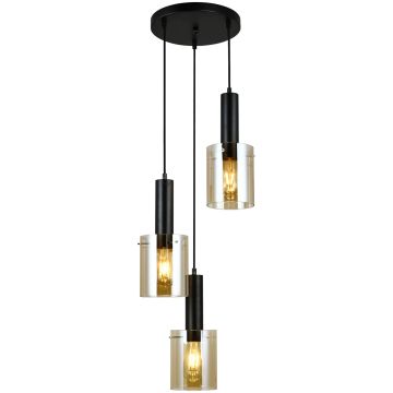 Italux SARDO PND-5581-3A-BK+AMB Lampă cu pendul 3x40W/E27 IP20