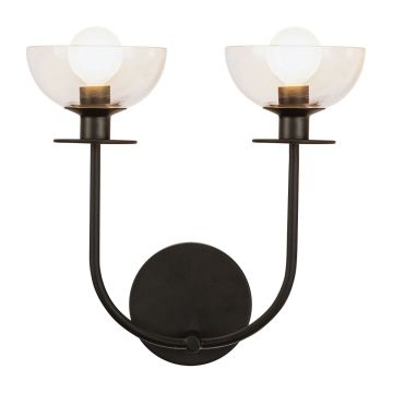 Elstead Lighting Sylvia ALM-SYLVIA-2WB-BK-CL Aplique de perete 2x40W/E14 IP20