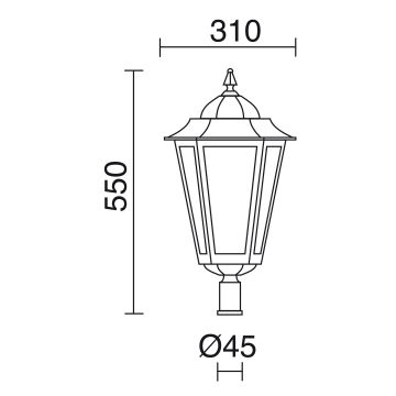 Novolux ELITE 6 096R-G05X1A-02 Corp de iluminat pentru felinar 1x70W/E27 IP43