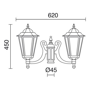 Novolux ELITE 6 096S-G05X1A-01 Corp de iluminat pentru felinar 2x70W/E27 IP43