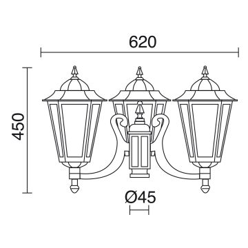 Novolux ELITE 6 096U-G05X1A-01 Corp de iluminat pentru felinar 3x70W/E27 IP43
