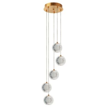 Light Prestige Brillant LP-3303/5P GD Lampă cu pendul 5x28W/LED 3000K|4000K|6000K 2220lm IP20