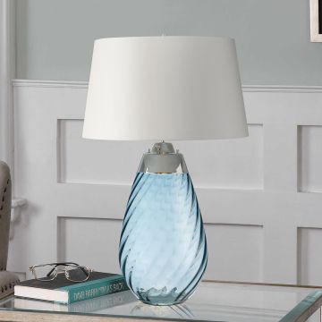 Elstead Lighting LENA LARGE LENA-TL-L-BLUE-OWSS Lampă de masă 1X7W/GU10+1x60W/E27