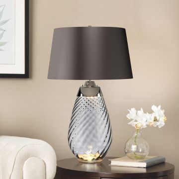 Elstead Lighting LENA LARGE LENA-TL-L-SMOKE Lampă de masă 1X7W/GU10+1x60W/E27