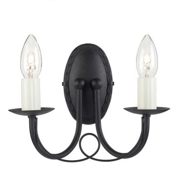Elstead Lighting MINSTER MN2-BLACK Aplique de perete 2x60W/E14