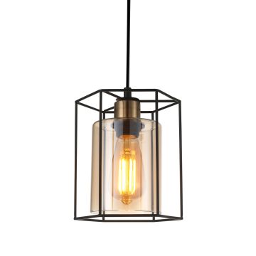Italux KALULA PND-78901-1-BK+AMB Lampă cu pendul 1x40W/E27 IP20
